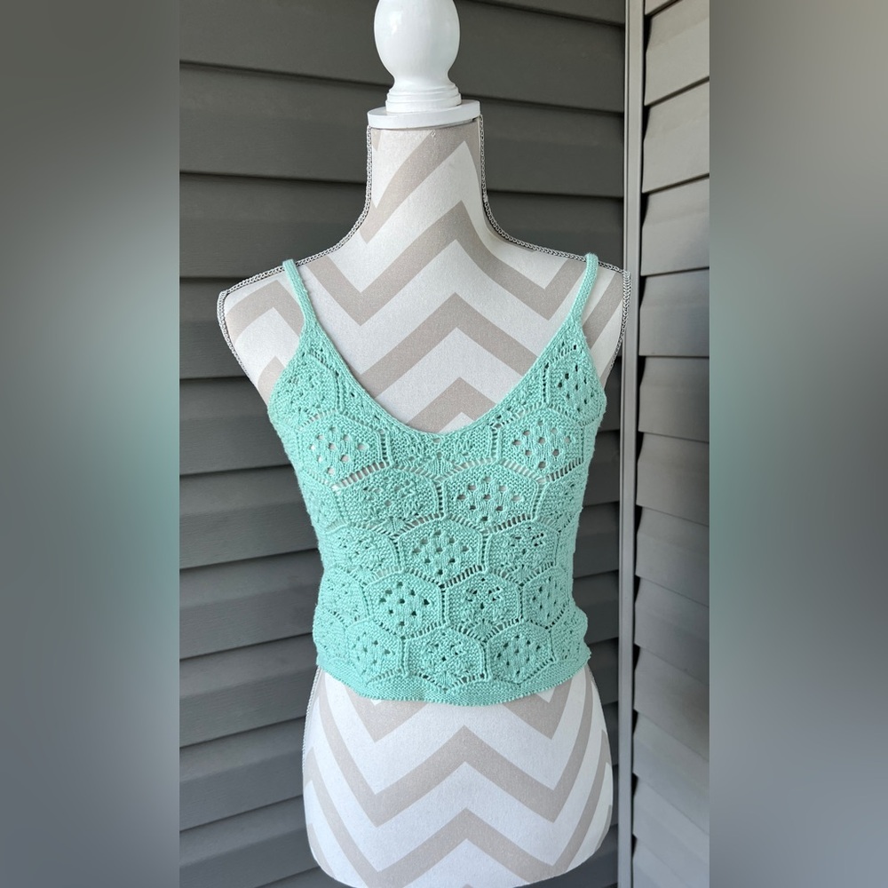 American Eagle Outfitters Y2K Women's Crochet Camisole Top Teal Sz XS